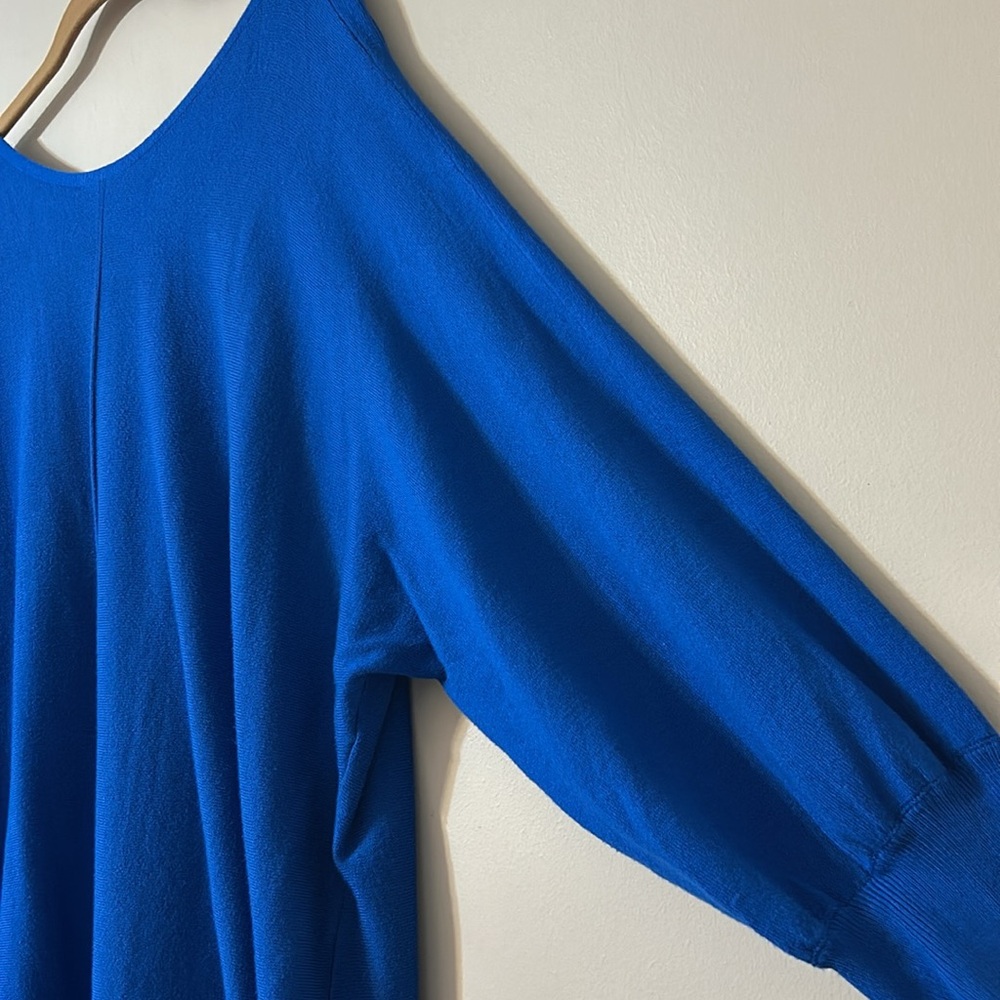 Max Studio Blue Longline Balloon Dolman Sleeve SweaterTunic Dress 1X - Picture 6 of 12